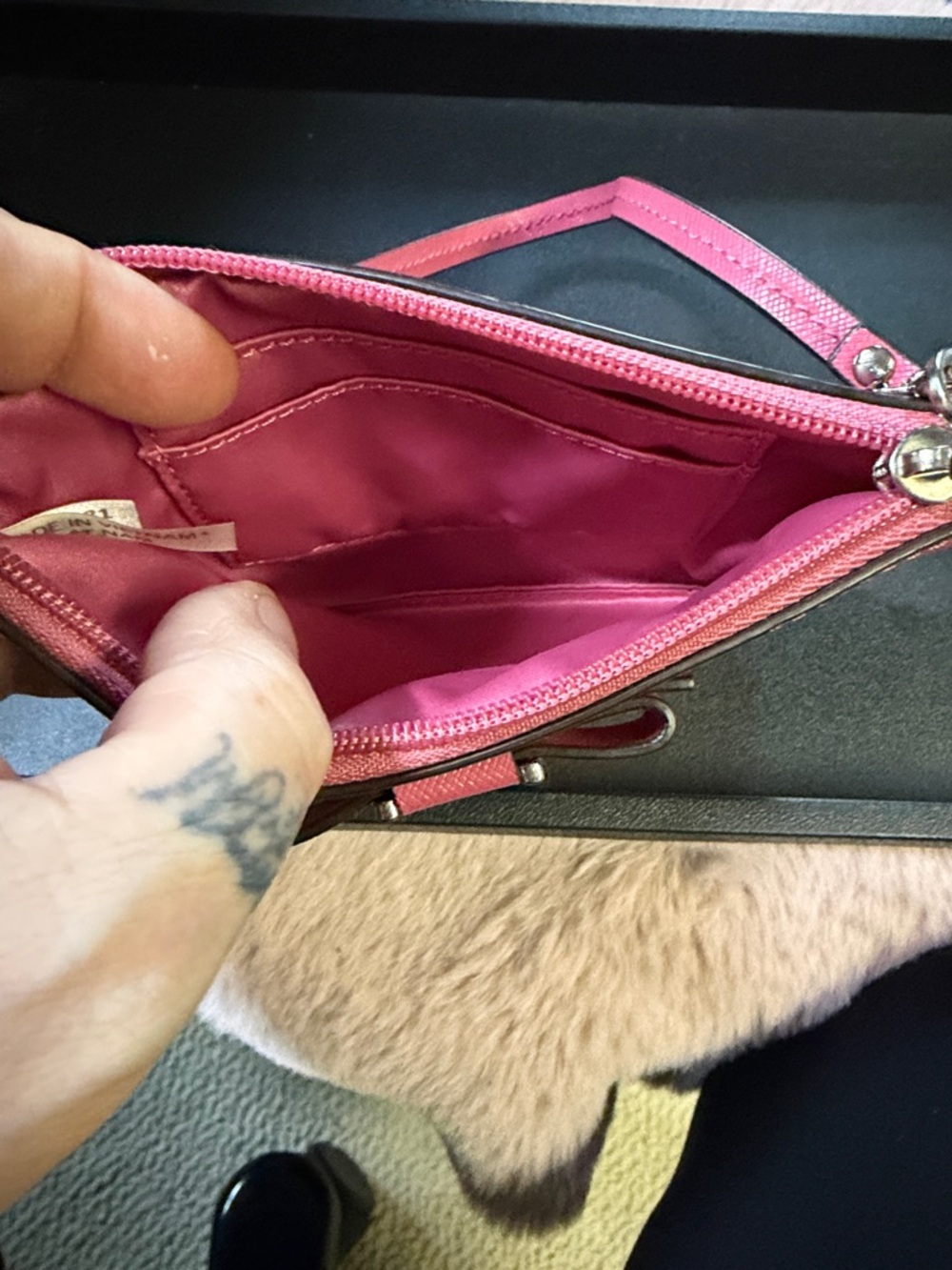 Coach Darcy Bow Strawberry Pink Saffiano leather wristlet. - Picture 3 of 3